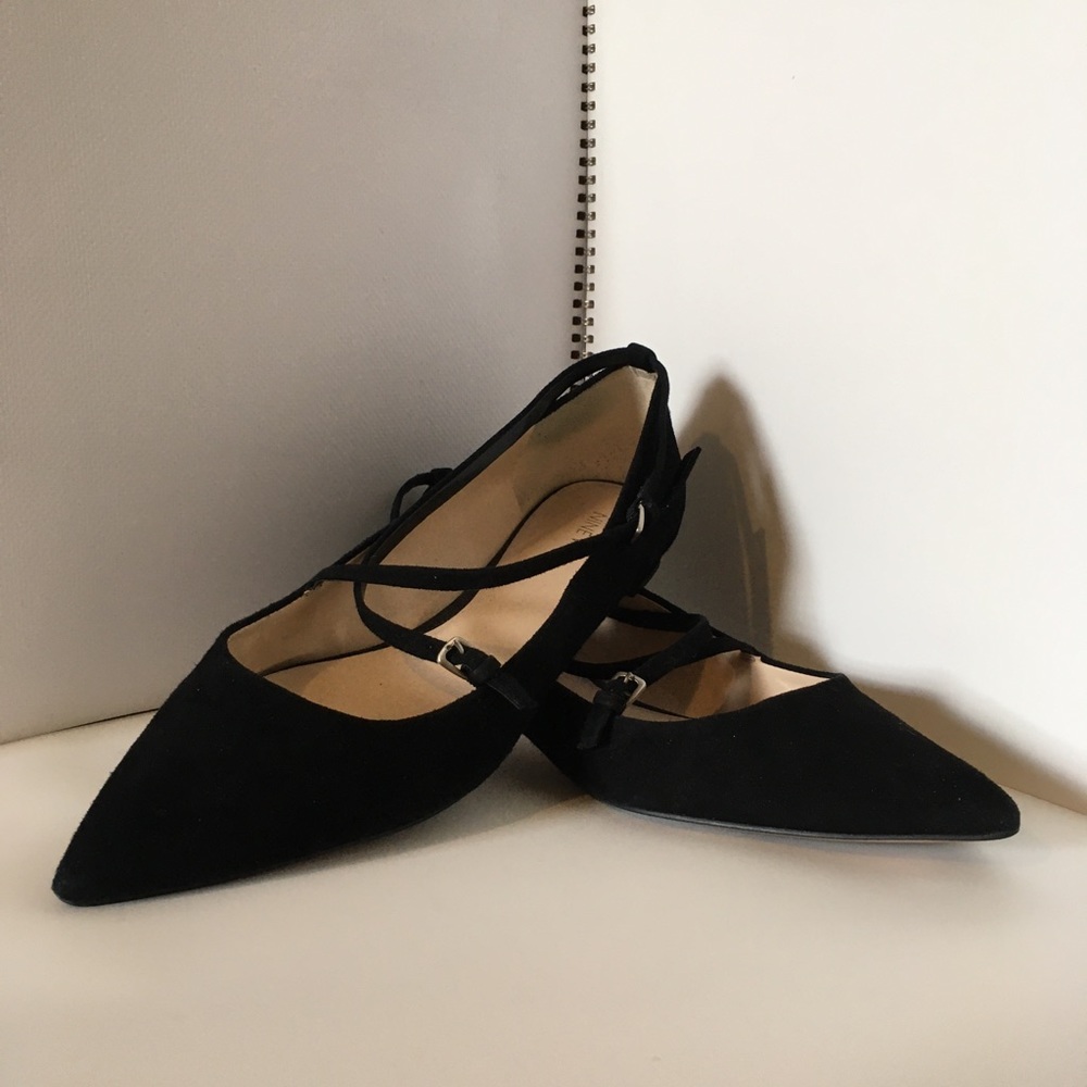 Nine West Strappy, Suede Black Flats